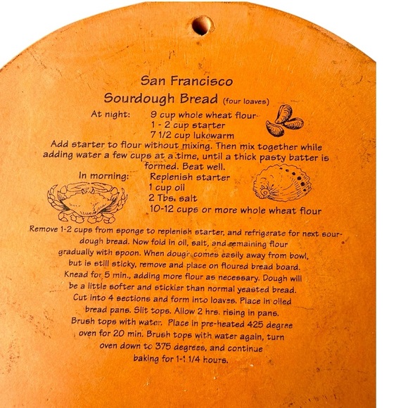 Santa Barbara Ceramic Wall Plaque with Sourdough Bread Recipe Decor - Picture 3 of 3